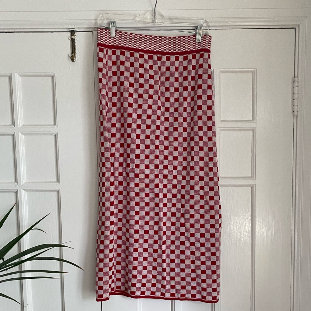 Red checkered Cecilia Prado maxi skirt
